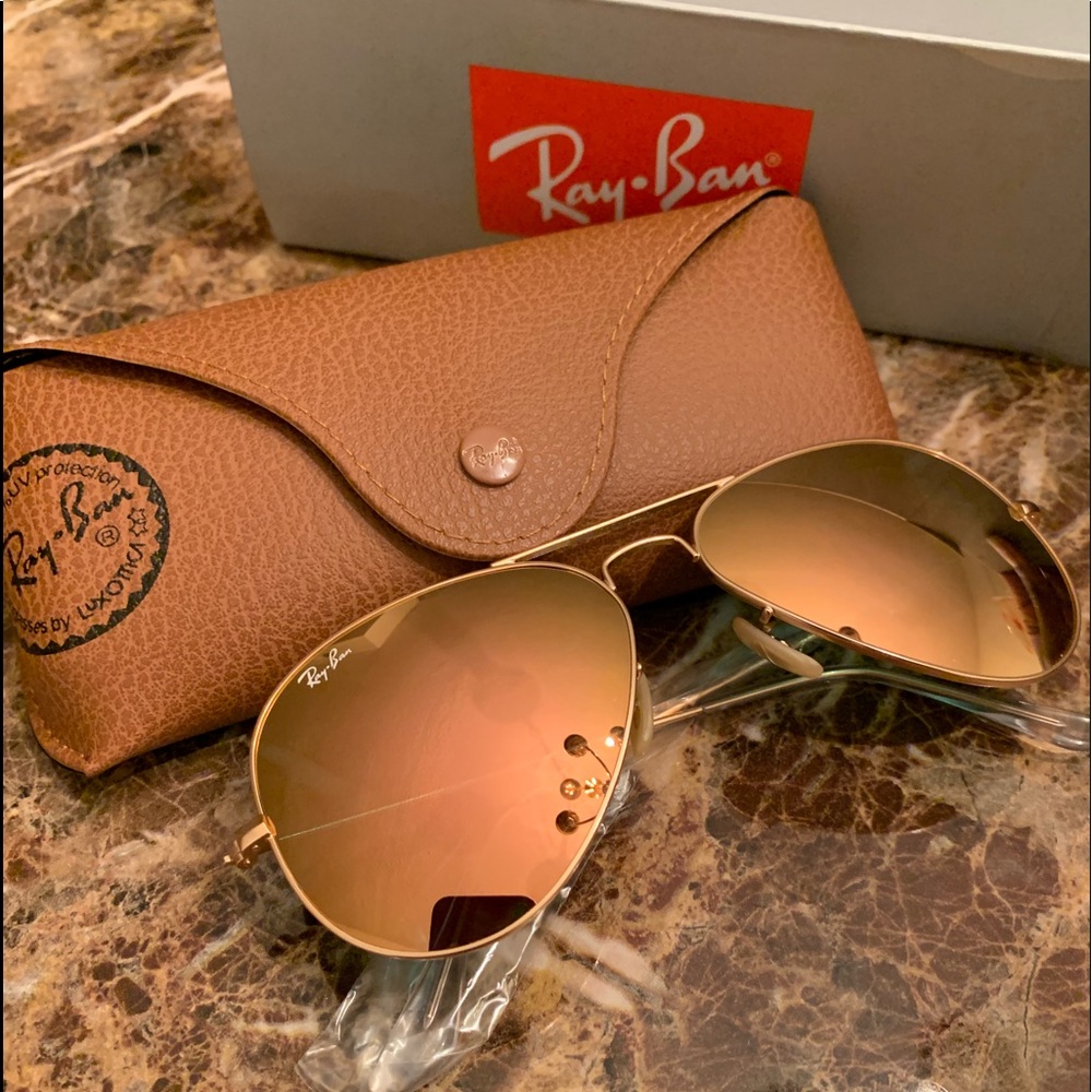 Ray Ban Aviator Sunglasses Rose Pink Lenses NEW!